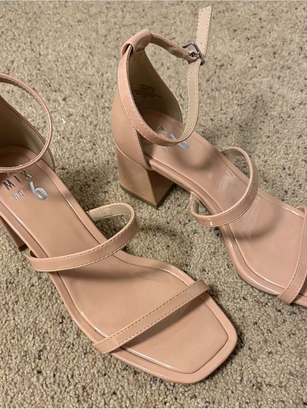 Mix No. 6 Nude Blush Square Toe, Chucky Heels
